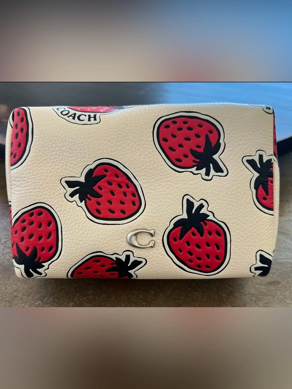 Coach Strawberry Print Cosmetic Bag Pouch